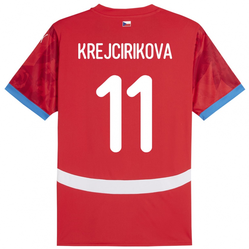 Kandiny Bambino Maglia Cechia Tereza Krejčiříková #11 Rosso Kit Gara Home 24-26 Maglietta