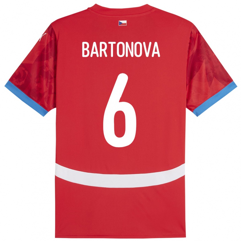 Kandiny Bambino Maglia Cechia Eva Bartoňová #6 Rosso Kit Gara Home 24-26 Maglietta