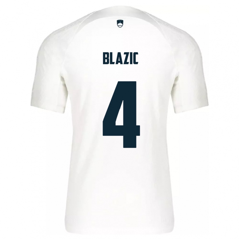 Kandiny Bambino Maglia Slovenia Miha Blazic #4 Bianco Kit Gara Home 24-26 Maglietta