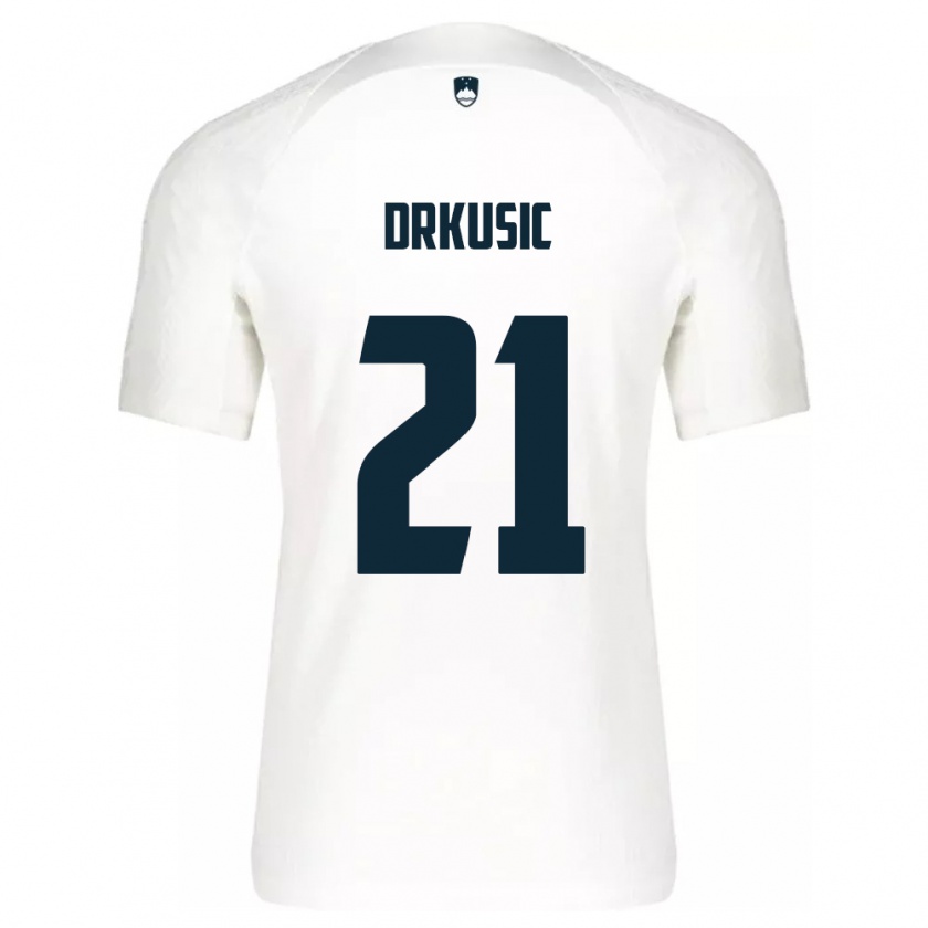 Kandiny Kinderen Slovenië Vanja Drkusic #21 Wit Thuisshirt Thuistenue 24-26 T-Shirt België