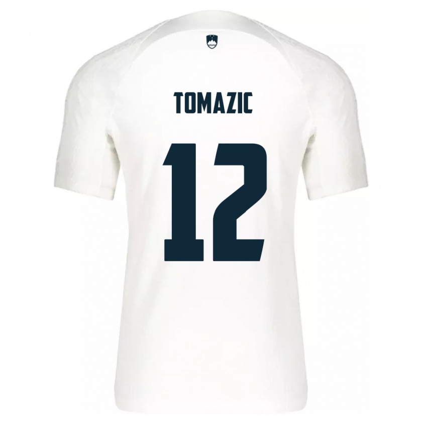 Kandiny Kinderen Slovenië Lukas Tomazic #12 Wit Thuisshirt Thuistenue 24-26 T-Shirt België