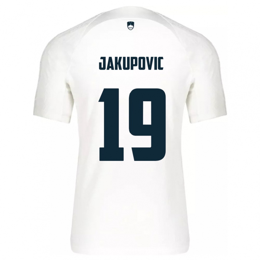 Kandiny Kinderen Slovenië Aldin Jakupovic #19 Wit Thuisshirt Thuistenue 24-26 T-Shirt