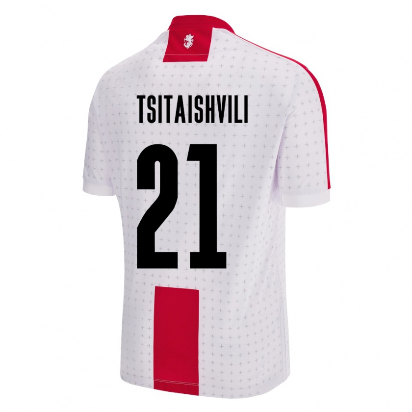 Kandiny Niño Camiseta Georgia Georgiy Tsitaishvili #21 Blanco 1ª Equipación 24-26 La Camisa