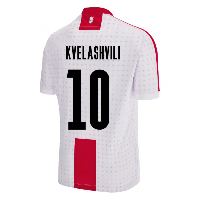 Kandiny Niño Camiseta Georgia Nikoloz Kvelashvili #10 Blanco 1ª Equipación 24-26 La Camisa