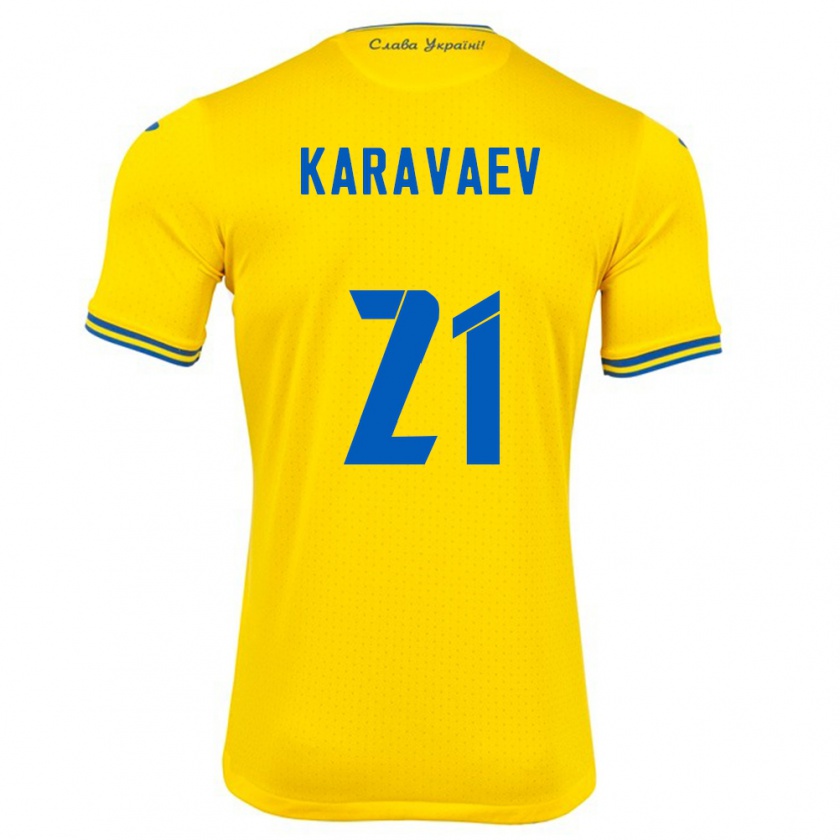 Kandiny Kinderen Oekraïne Oleksandr Karavaev #21 Geel Thuisshirt Thuistenue 24-26 T-Shirt