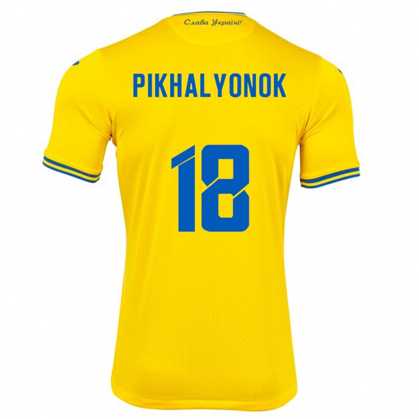 Kandiny Kinderen Oekraïne Oleksandr Pikhalyonok #18 Geel Thuisshirt Thuistenue 24-26 T-Shirt België