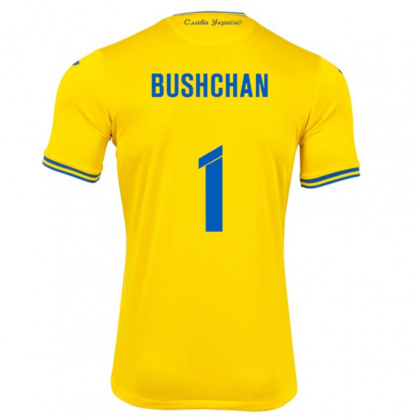 Kandiny Kinderen Oekraïne Georgiy Bushchan #1 Geel Thuisshirt Thuistenue 24-26 T-Shirt België