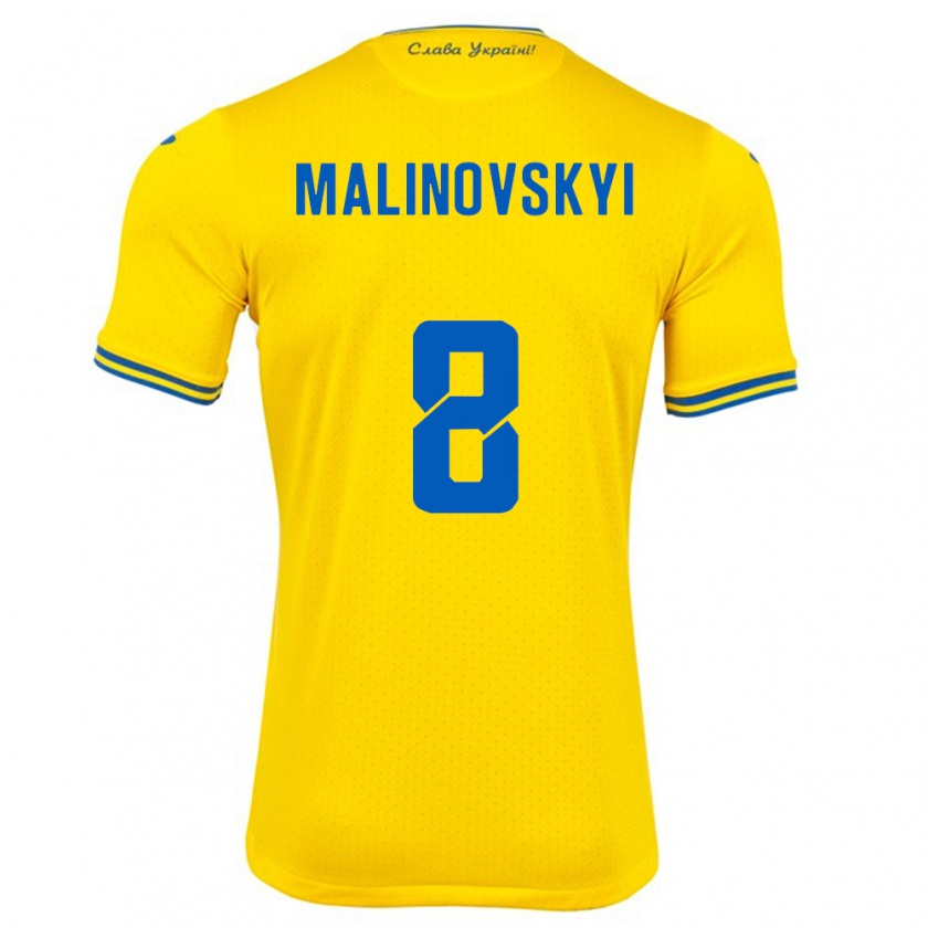 Kandiny Kinder Ukraine Ruslan Malinovskyi #8 Gelb Heimtrikot Trikot 24-26 T-Shirt Österreich