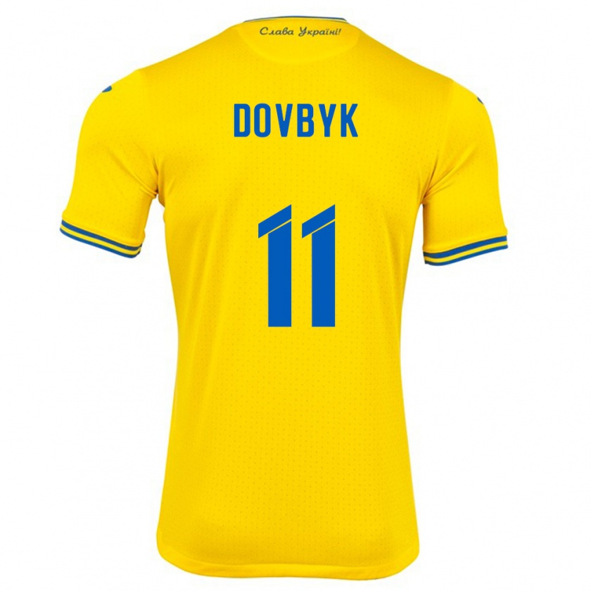 Kandiny Bambino Maglia Ucraina Artem Dovbyk #11 Giallo Kit Gara Home 24-26 Maglietta