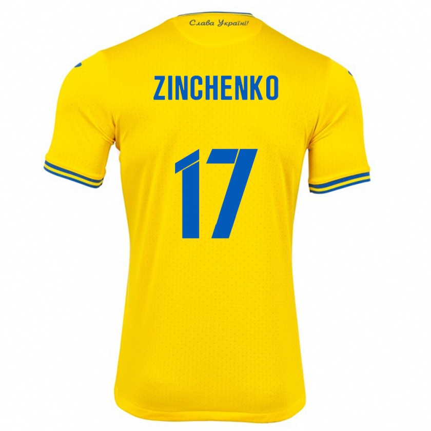 Kandiny Bambino Maglia Ucraina Oleksandr Zinchenko #17 Giallo Kit Gara Home 24-26 Maglietta