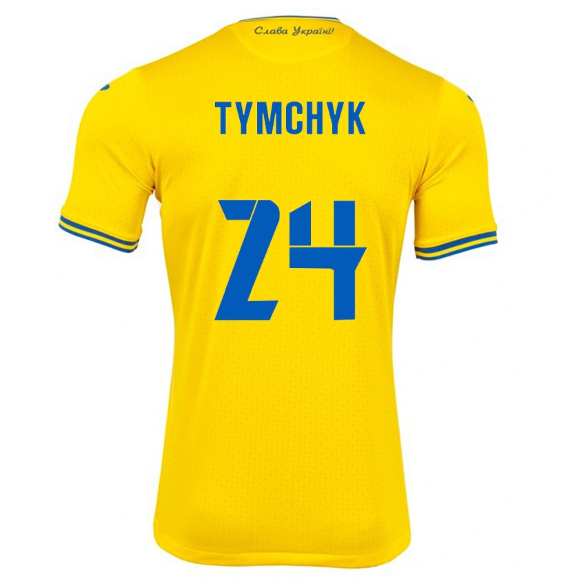 Kandiny Kinderen Oekraïne Oleksandr Tymchyk #24 Geel Thuisshirt Thuistenue 24-26 T-Shirt