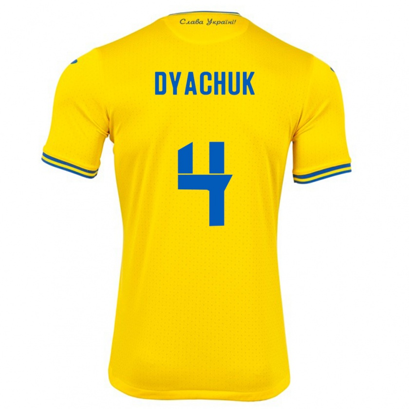 Kandiny Kinder Ukraine Maksym Dyachuk #4 Gelb Heimtrikot Trikot 24-26 T-Shirt Österreich