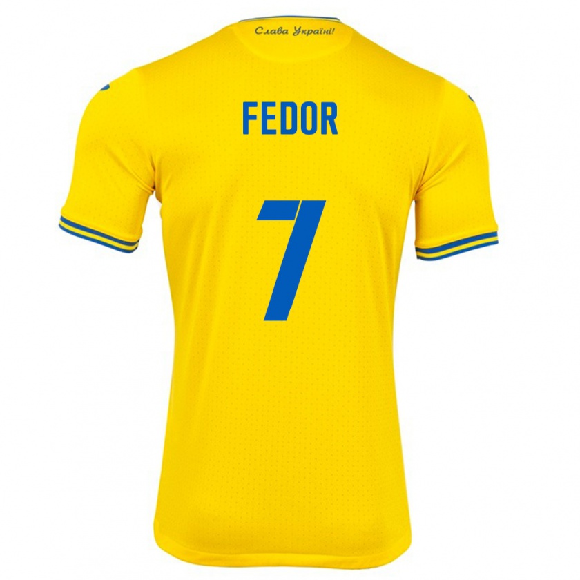 Kandiny Bambino Maglia Ucraina Oleg Fedor #7 Giallo Kit Gara Home 24-26 Maglietta