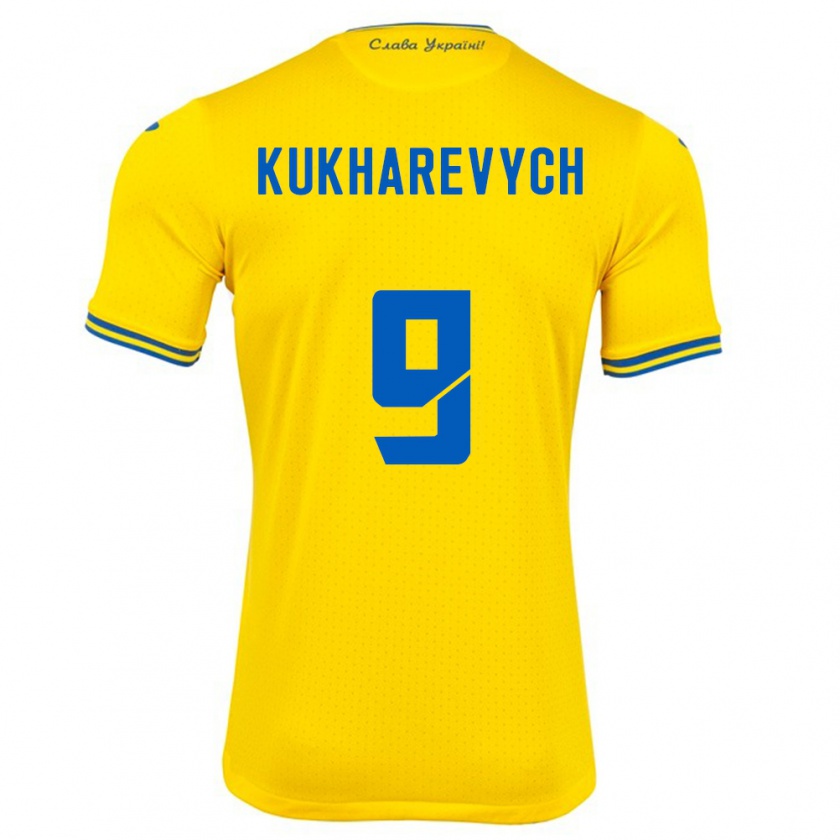 Kandiny Kinderen Oekraïne Mykola Kukharevych #9 Geel Thuisshirt Thuistenue 24-26 T-Shirt België