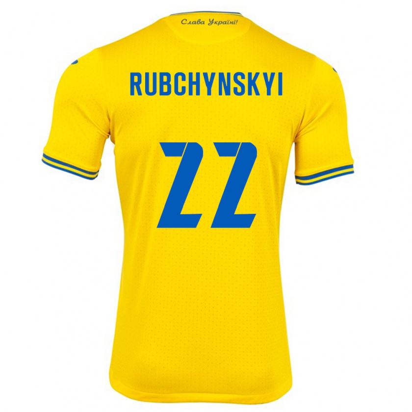 Kandiny Bambino Maglia Ucraina Valentyn Rubchynskyi #22 Giallo Kit Gara Home 24-26 Maglietta