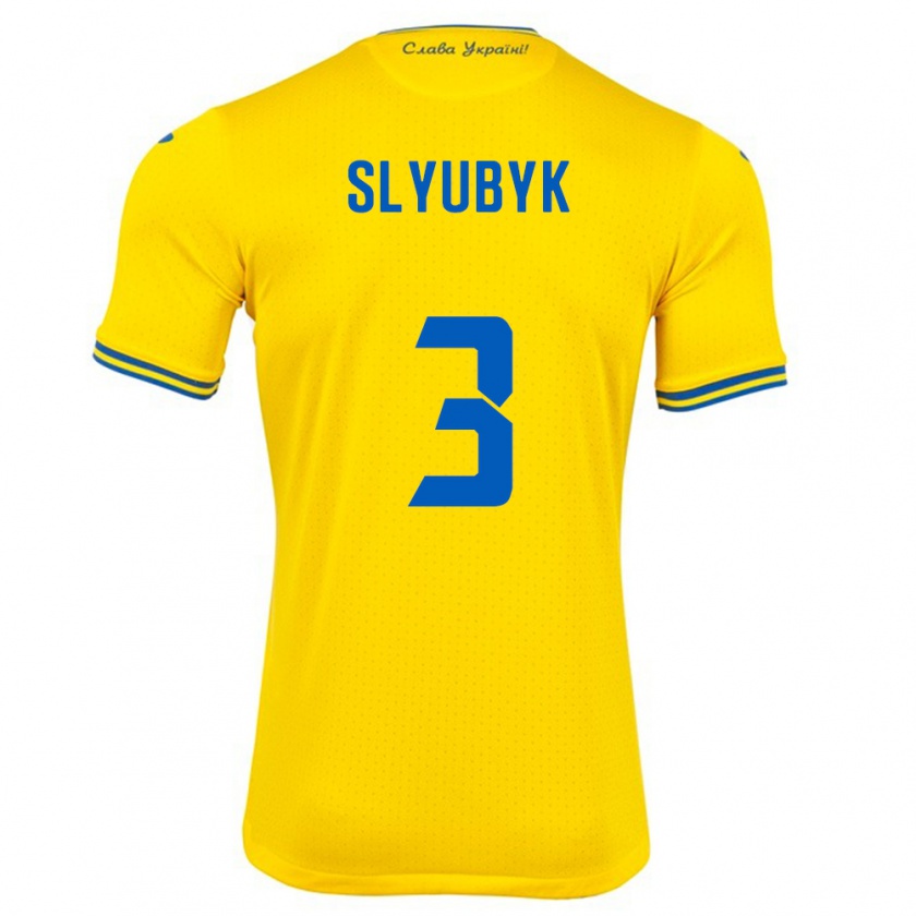 Kandiny Bambino Maglia Ucraina Bogdan Slyubyk #3 Giallo Kit Gara Home 24-26 Maglietta