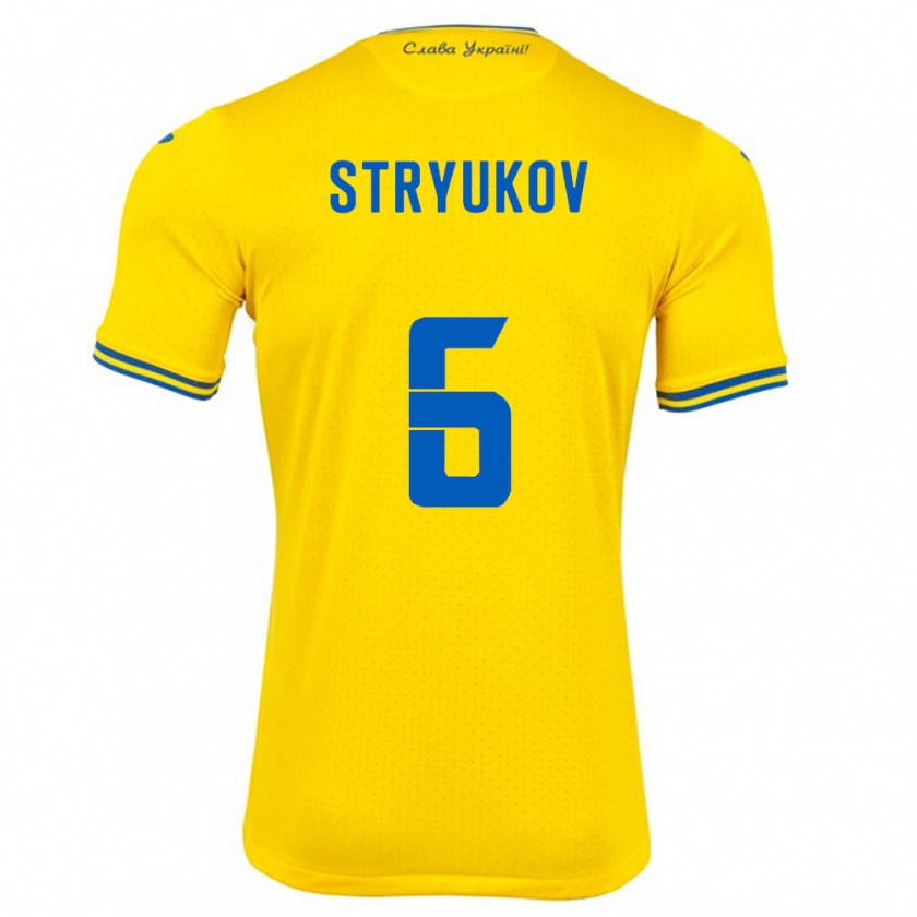 Kandiny Bambino Maglia Ucraina Maksym Stryukov #6 Giallo Kit Gara Home 24-26 Maglietta