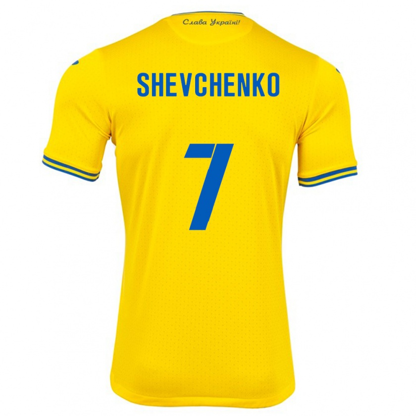 Kandiny Kinderen Oekraïne Kristian Shevchenko #7 Geel Thuisshirt Thuistenue 24-26 T-Shirt