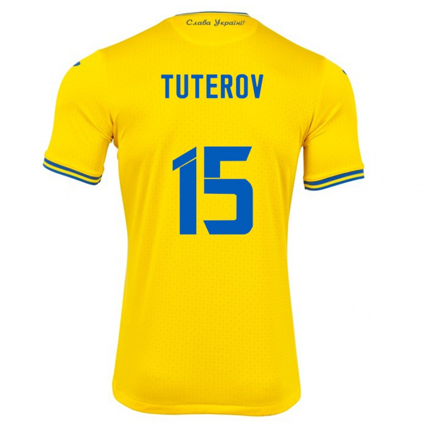 Kandiny Bambino Maglia Ucraina Timur Tuterov #15 Giallo Kit Gara Home 24-26 Maglietta