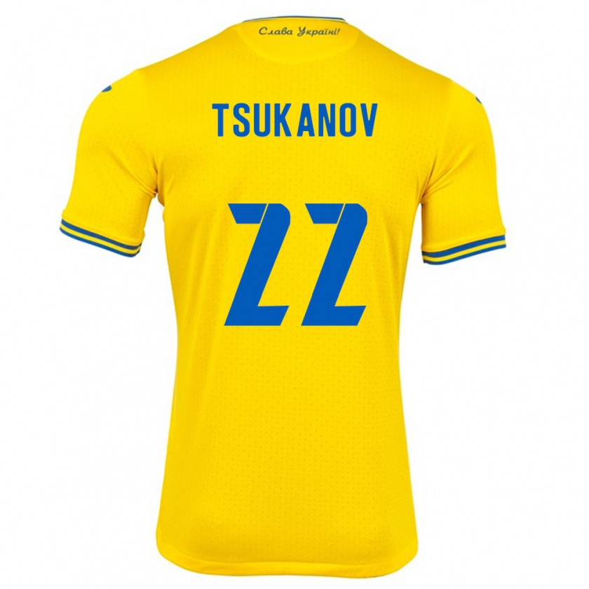 Kandiny Kinderen Oekraïne Viktor Tsukanov #22 Geel Thuisshirt Thuistenue 24-26 T-Shirt