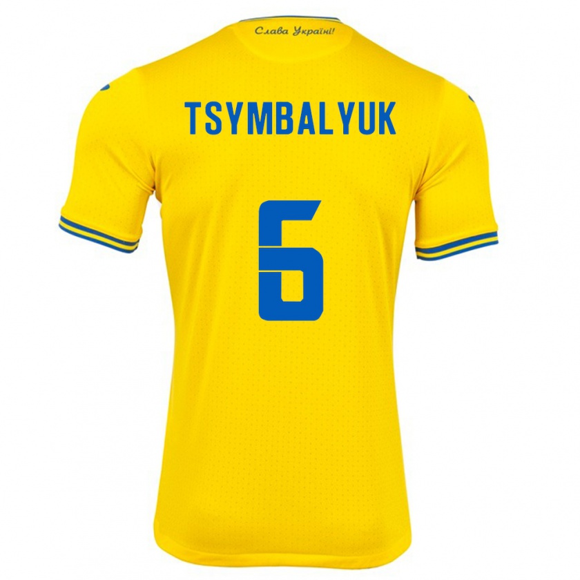 Kandiny Kinderen Oekraïne Maksym Tsymbalyuk #6 Geel Thuisshirt Thuistenue 24-26 T-Shirt België