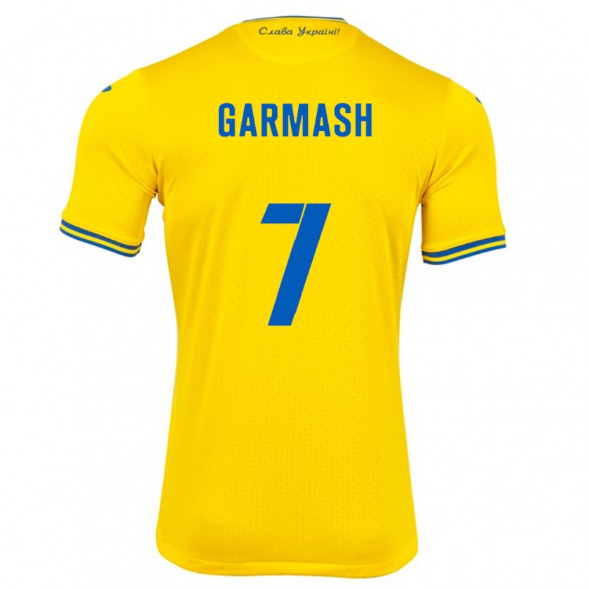 Kandiny Bambino Maglia Ucraina Yevgen Garmash #7 Giallo Kit Gara Home 24-26 Maglietta