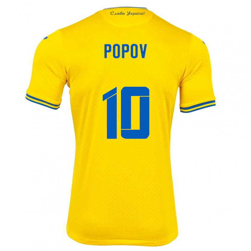 Kandiny Kinderen Oekraïne Bogdan Popov #10 Geel Thuisshirt Thuistenue 24-26 T-Shirt