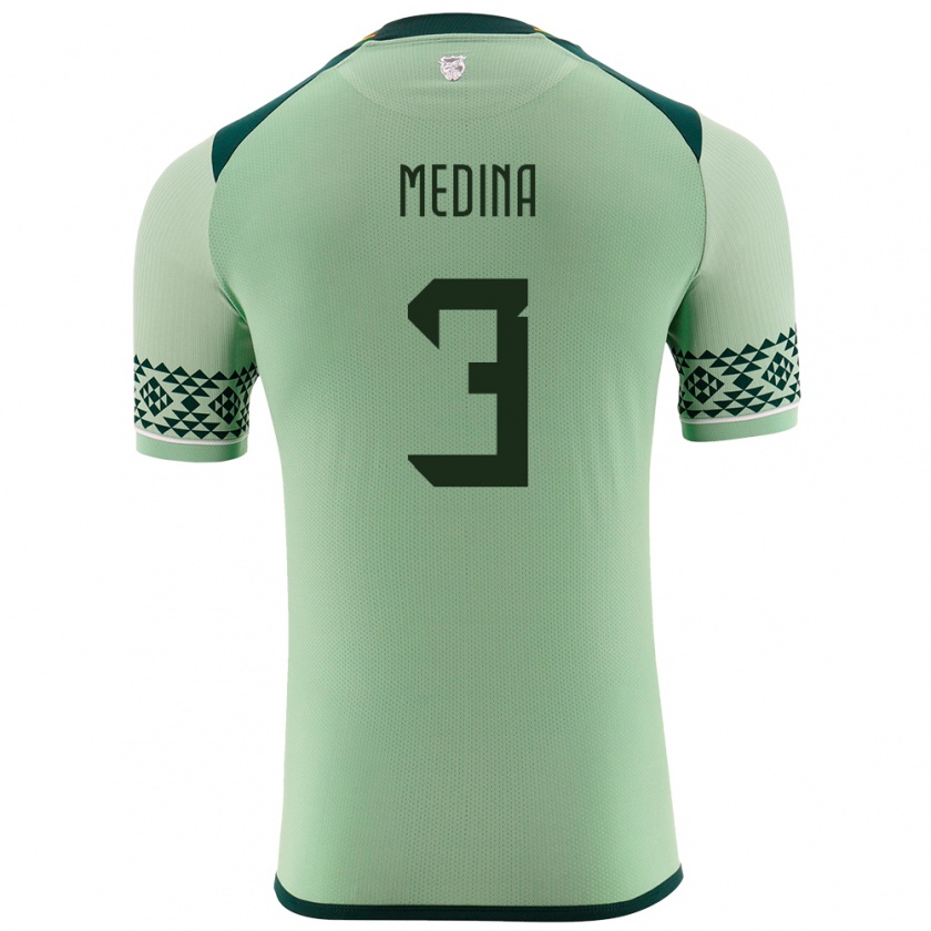 Kandiny Niño Camiseta Bolivia Diego Medina #3 Verde Claro 1ª Equipación 24-26 La Camisa México