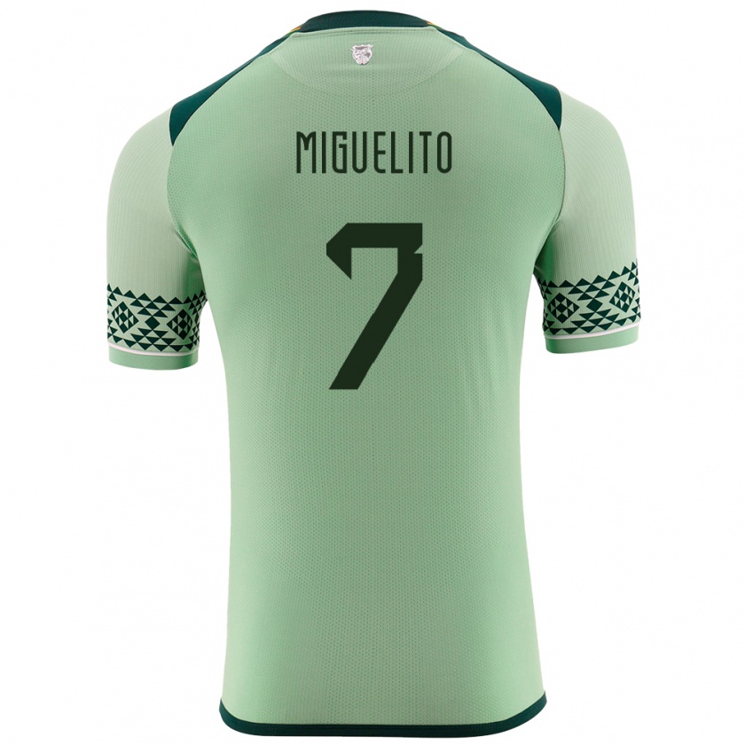 Kandiny Niño Camiseta Bolivia Miguelito #7 Verde Claro 1ª Equipación 24-26 La Camisa México