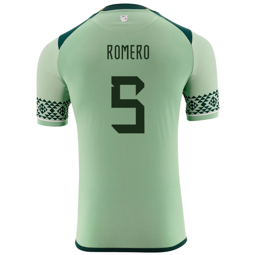 Kandiny Bambino Maglia Bolivia César Romero #5 Verde Chiaro Kit Gara Home 24-26 Maglietta