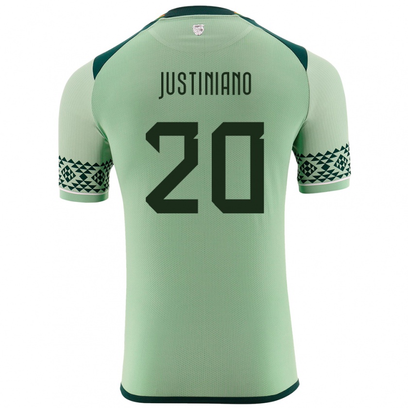 Kandiny Bambino Maglia Bolivia Leonardo Justiniano #20 Verde Chiaro Kit Gara Home 24-26 Maglietta