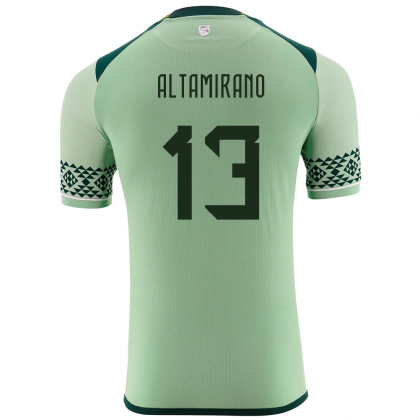 Kandiny Niño Camiseta Bolivia Sebastian Altamirano #13 Verde Claro 1ª Equipación 24-26 La Camisa México