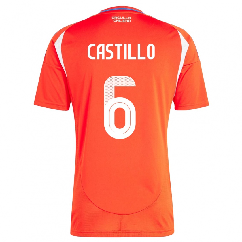 Kandiny Kinderen Chili Cristóbal Castillo #6 Rood Thuisshirt Thuistenue 24-26 T-Shirt België