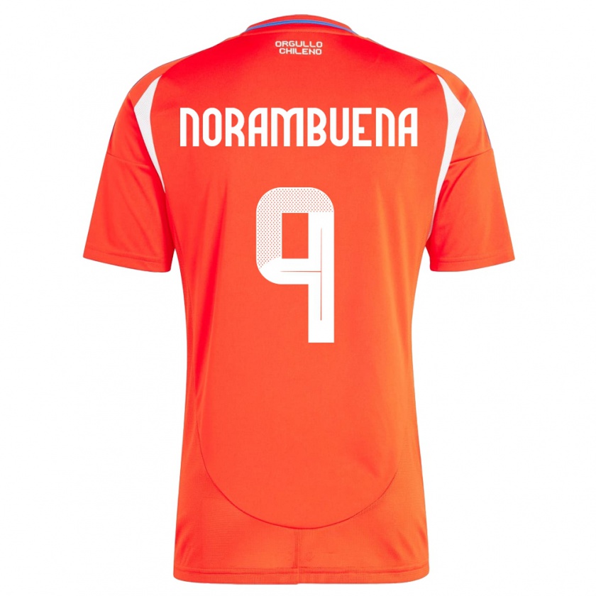 Kandiny Bambino Maglia Cile Gabriel Norambuena #9 Rosso Kit Gara Home 24-26 Maglietta