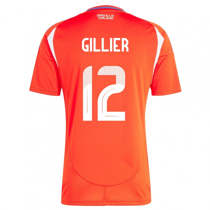 Kandiny Kinder Chile Thomas Gillier #12 Rot Heimtrikot Trikot 24-26 T-Shirt Österreich