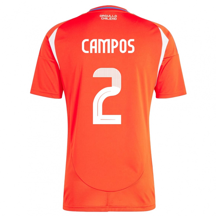 Kandiny Niño Camiseta Chile Víctor Campos #2 Rojo 1ª Equipación 24-26 La Camisa