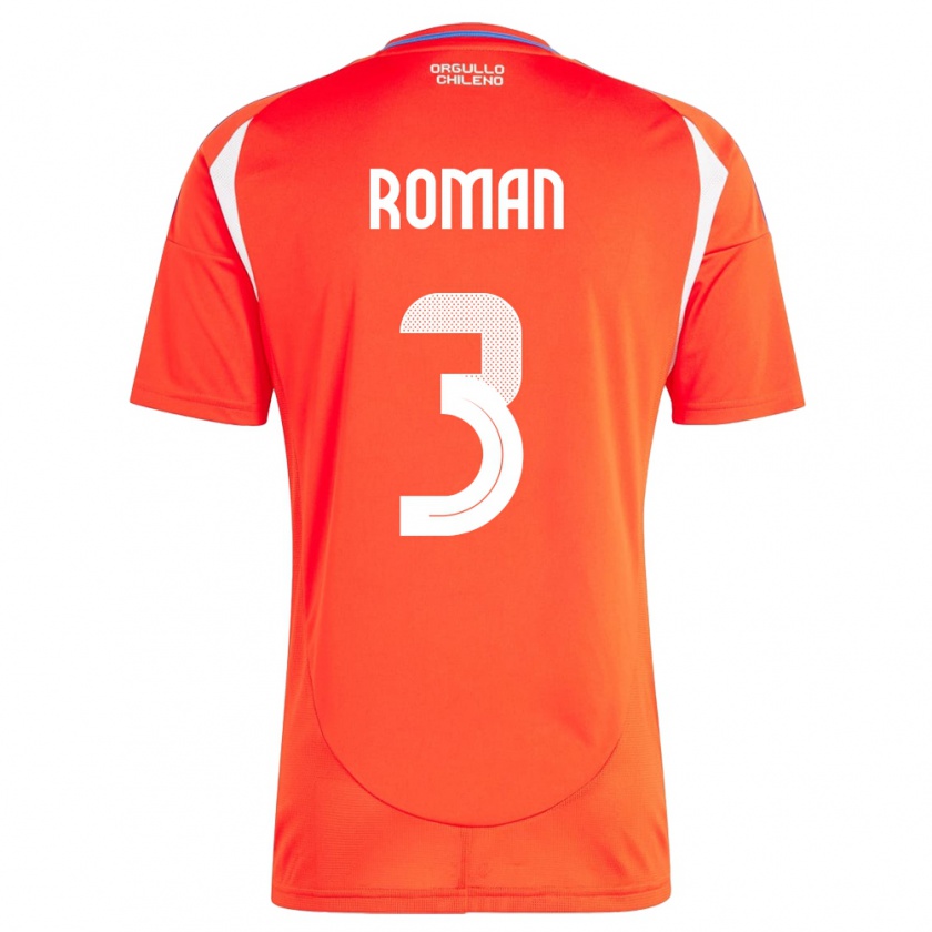 Kandiny Kinder Chile Iván Román #3 Rot Heimtrikot Trikot 24-26 T-Shirt Österreich