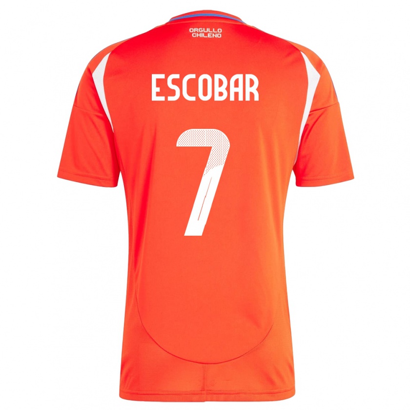 Kandiny Bambino Maglia Cile Bastián Escobar #7 Rosso Kit Gara Home 24-26 Maglietta