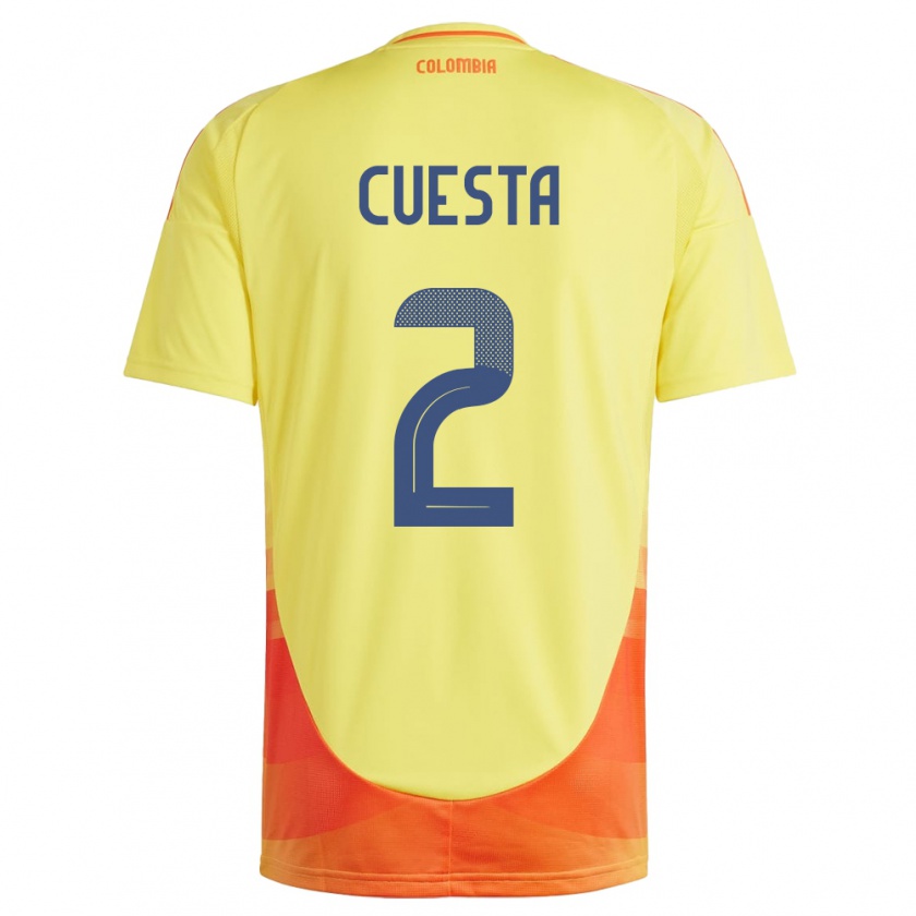 Kandiny Kinderen Colombia Carlos Cuesta #2 Geel Thuisshirt Thuistenue 24-26 T-Shirt België