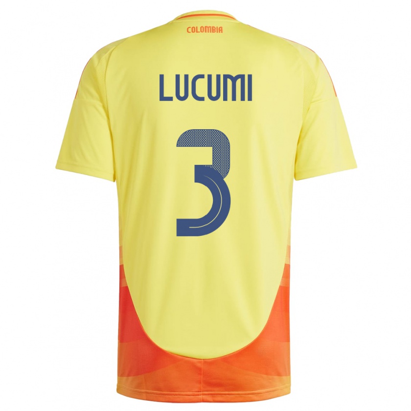 Kandiny Bambino Maglia Colombia Jhon Lucumí #3 Giallo Kit Gara Home 24-26 Maglietta