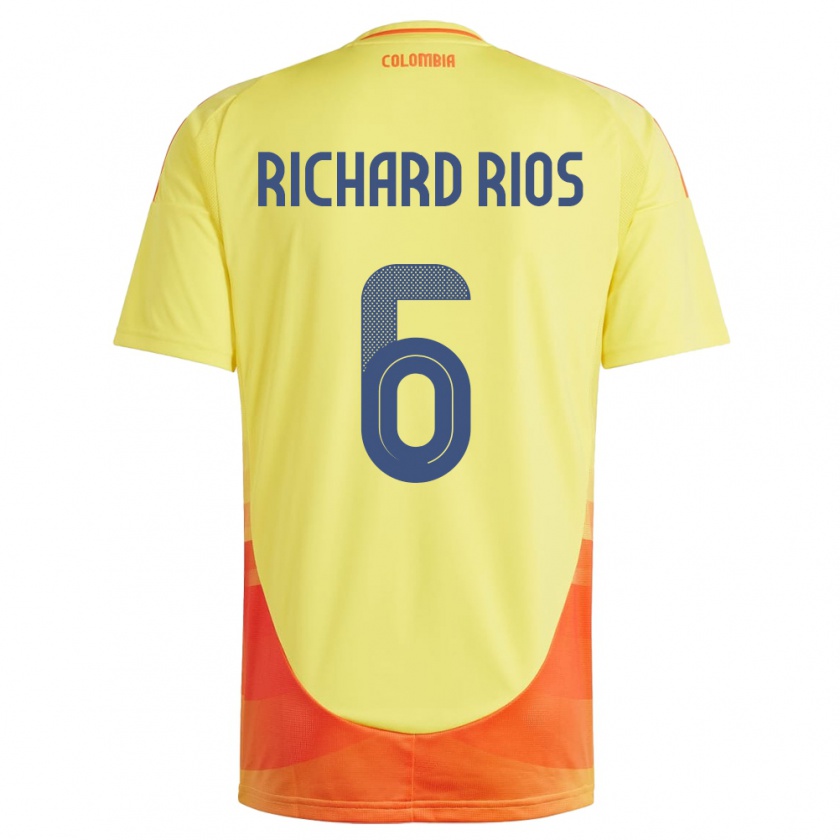 Kandiny Kinderen Colombia Richard Ríos #6 Geel Thuisshirt Thuistenue 24-26 T-Shirt België