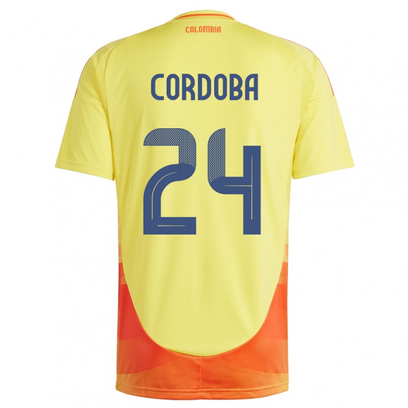 Kandiny Bambino Maglia Colombia Jhon Córdoba #24 Giallo Kit Gara Home 24-26 Maglietta