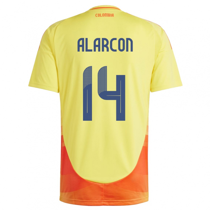 Kandiny Bambino Maglia Colombia Andrés Alarcón #14 Giallo Kit Gara Home 24-26 Maglietta