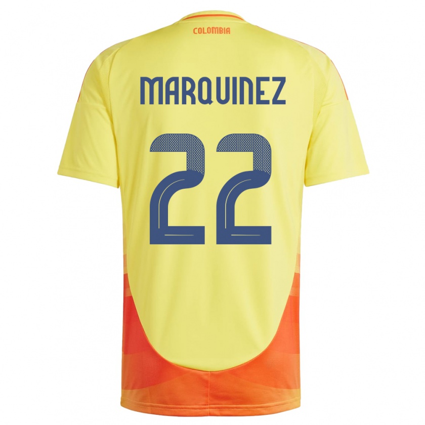 Kandiny Kinderen Colombia Luis Marquinez #22 Geel Thuisshirt Thuistenue 24-26 T-Shirt