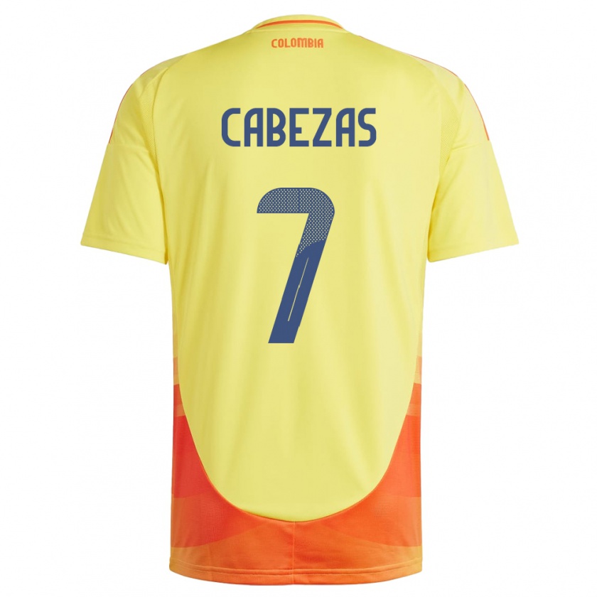 Kandiny Kinderen Colombia Jorge Cabezas #7 Geel Thuisshirt Thuistenue 24-26 T-Shirt