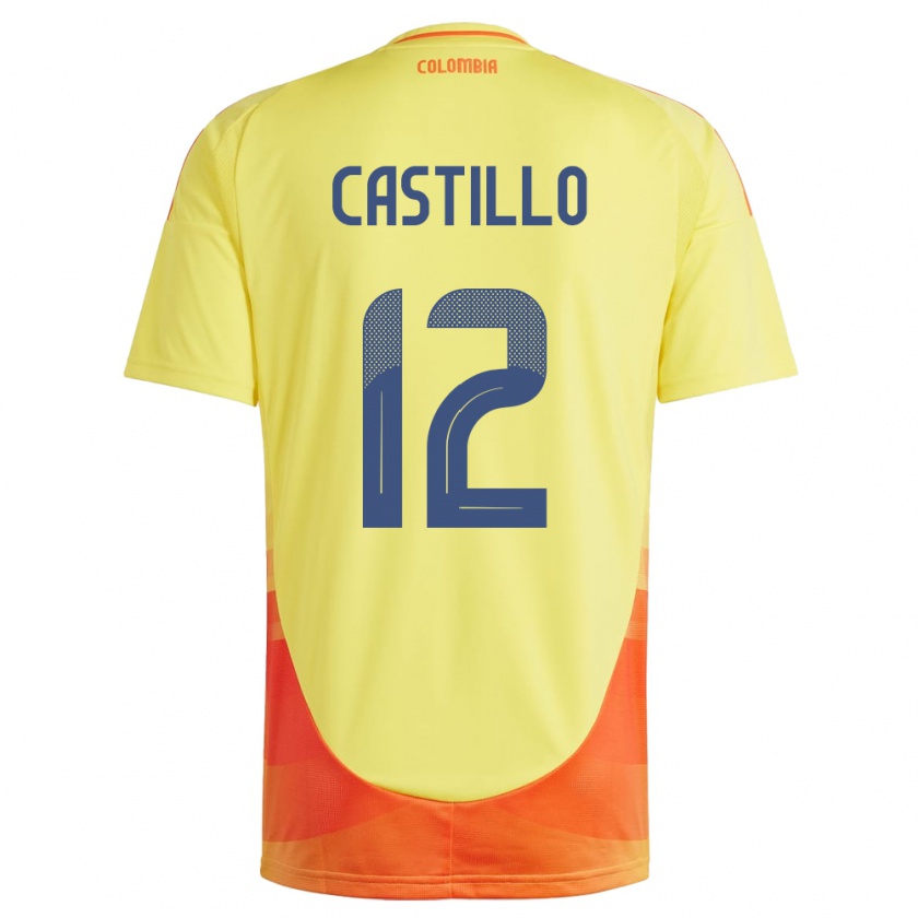 KandinyキッズコロンビアJuan Castillo#12黄ホームシャツ24-26ジャージーユニフォーム