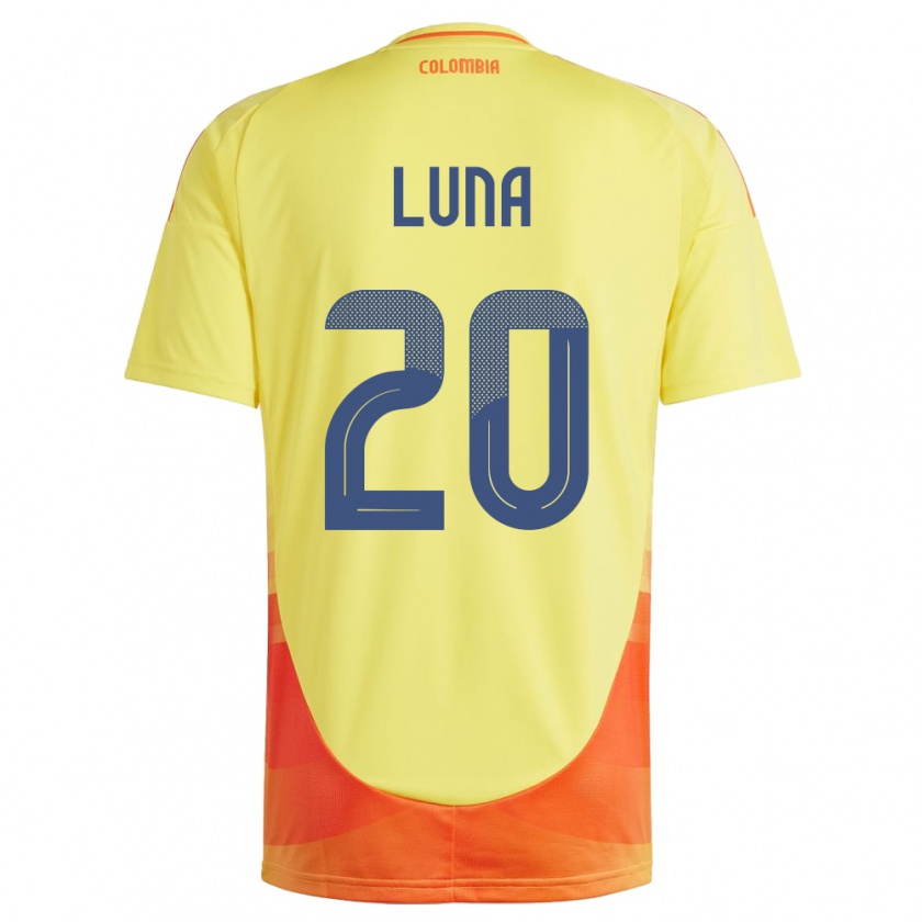 Kandiny Bambino Maglia Colombia Daniel Luna #20 Giallo Kit Gara Home 24-26 Maglietta