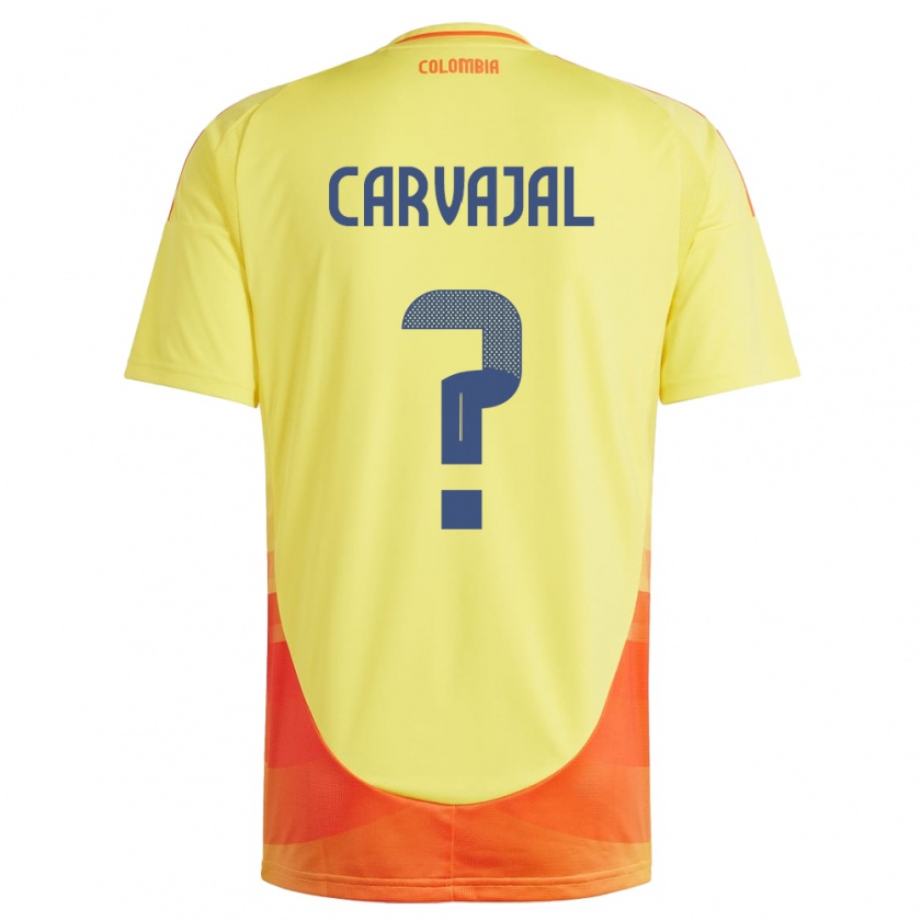 Kandiny Bambino Maglia Colombia Juan Carvajal #0 Giallo Kit Gara Home 24-26 Maglietta