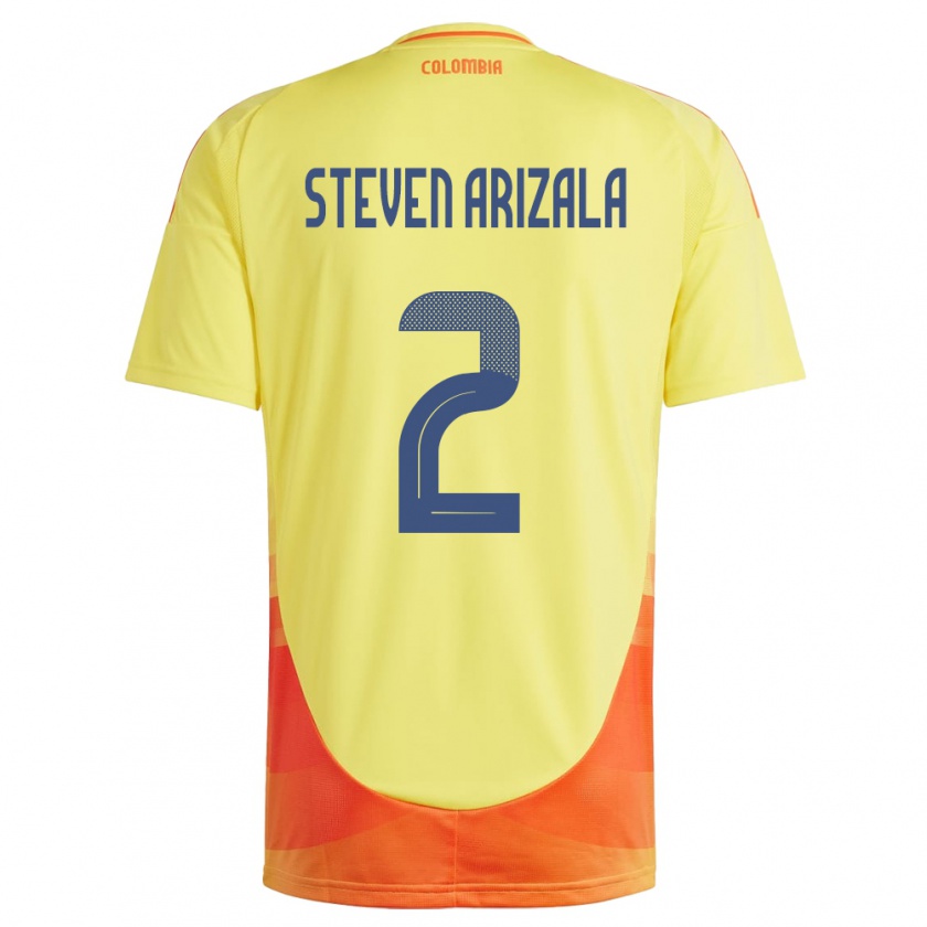 Kandiny Kinderen Colombia Elver Steven Arizala #2 Geel Thuisshirt Thuistenue 24-26 T-Shirt