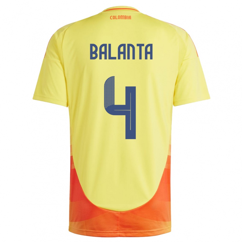 Kandiny Bambino Maglia Colombia Marlon Balanta #4 Giallo Kit Gara Home 24-26 Maglietta